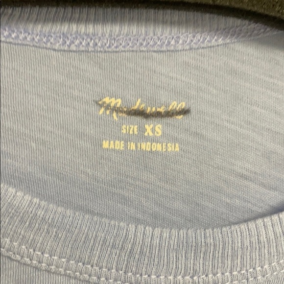 Madewell Westville, Raglan Tee, Extra Small, light blue,  curved bottom, ,NWT - Picture 2 of 6